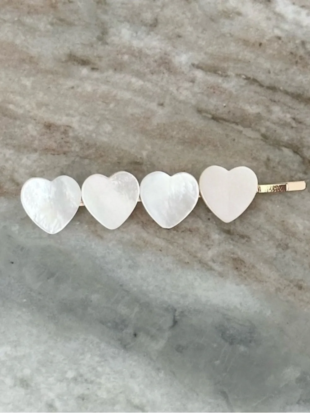 BaubleBar Heart Shaped White Mother of Pearl Look Hair Barrette